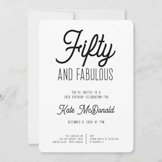 50 and Fabulous 50th Birthday Invitation Kaart (Voorkant)