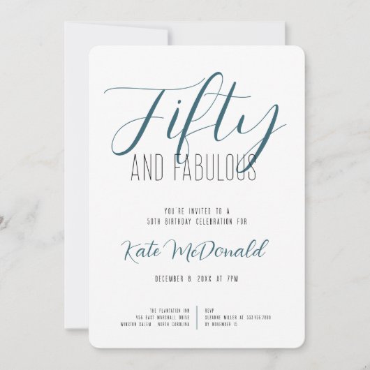 50 and Fabulous 50th Birthday Invitation Kaart (Voorkant)