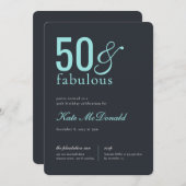 50 and Fabulous 50th Birthday Invitation Kaart (Voorkant / Achterkant)