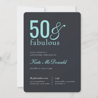 50 and Fabulous 50th Birthday Invitation Kaart