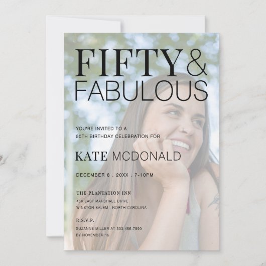 50 and Fabulous 50th Birthday Invitation Kaart (Voorkant)
