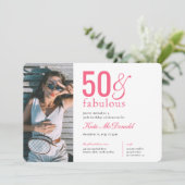 50 and Fabulous 50th Birthday Invitation Kaart (Staand voorkant)