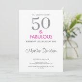 50 and Fabulous | 50th Birthday Invitation Kaart (Staand voorkant)