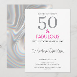 50 and Fabulous | 50th Birthday Invitation Kaart