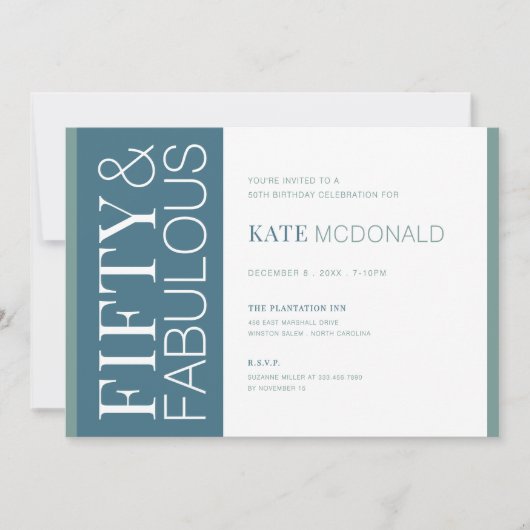 50 and Fabulous 50th Birthday Invitation Kaart (Voorkant)