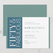 50 and Fabulous 50th Birthday Invitation Kaart (Voorkant / Achterkant)