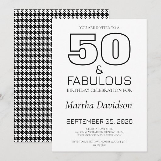 50 and Fabulous | 50th Birthday Invitation Kaart (Voorkant / Achterkant)
