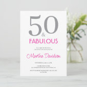 50 and Fabulous | 50th Birthday Invitation Kaart (Staand voorkant)