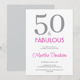 50 and Fabulous | 50th Birthday Invitation Kaart