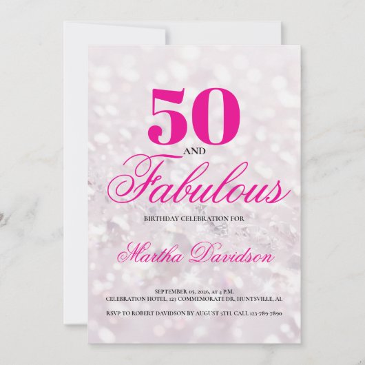 50 and Fabulous | 50th Birthday Invitation Kaart (Voorkant)