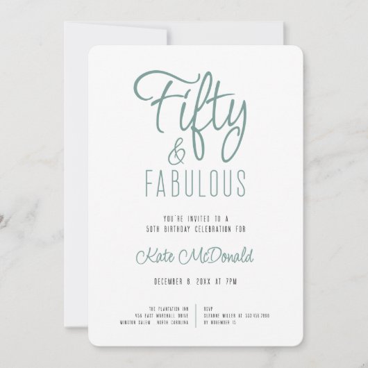 50 and Fabulous 50th Birthday Invitation Kaart (Voorkant)