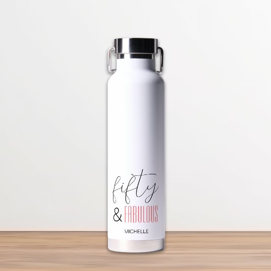50 and Fabulous 50th Birthday Modern Script Custom Waterfles