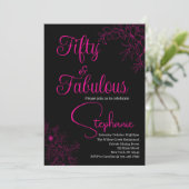 50 and Fabulous | 50th Birthday Party Black Pink Kaart (Staand voorkant)