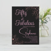 50 and Fabulous | 50th Birthday Party Black Pink Kaart (Staand voorkant)