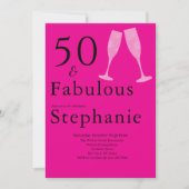 50 and Fabulous | 50th Birthday Party Black Pink Kaart (Voorkant)