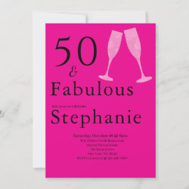 50 and Fabulous | 50th Birthday Party Black Pink Kaart
