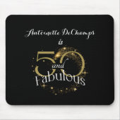 50 and Fabulous 50th Birthday Party Goud Zwart Muismat (Voorkant)