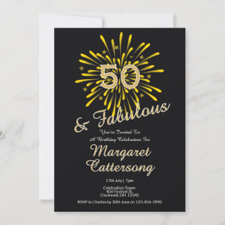 50 and Fabulous | 50th Birthday Party Invitation Kaart