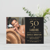 50 and Fabulous | 50th Birthday Party Invitation Kaart (Staand voorkant)