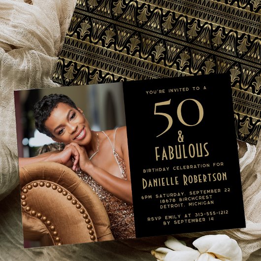 50 and Fabulous | 50th Birthday Party Invitation Kaart