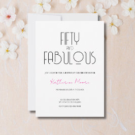 50 and Fabulous | 50th Birthday Party Invitation Kaart