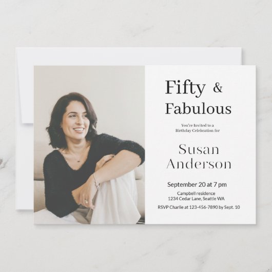 50 and Fabulous 50th Birthday Party Photo Kaart (Voorkant)