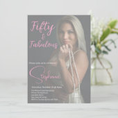 50 and Fabulous | 50th Birthday Party Pink Kaart (Staand voorkant)