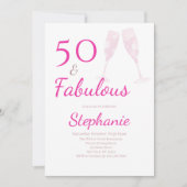 50 and Fabulous | 50th Birthday Party Pink Kaart (Voorkant)
