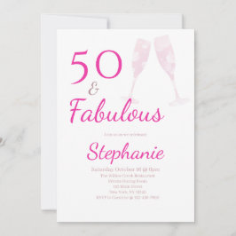 50 and Fabulous | 50th Birthday Party Pink Kaart