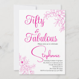50 and Fabulous | 50th Birthday Party Pink Kaart