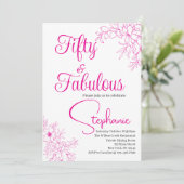 50 and Fabulous | 50th Birthday Party Pink Kaart (Staand voorkant)