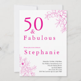 50 and Fabulous | 50th Birthday Party Pink Kaart