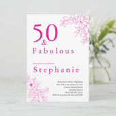 50 and Fabulous | 50th Birthday Party Pink Kaart (Staand voorkant)
