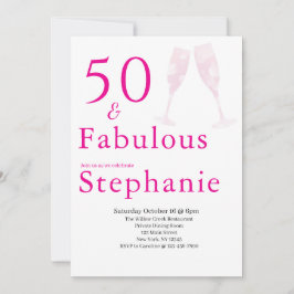 50 and Fabulous | 50th Birthday Party Pink Kaart