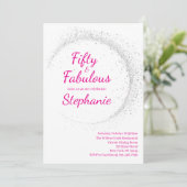 50 and Fabulous | 50th Birthday Party Pink Kaart (Staand voorkant)
