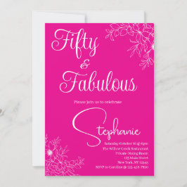 50 and Fabulous | 50th Birthday Party Pink White Kaart