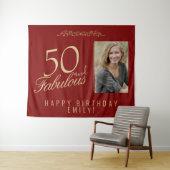 50 and Fabulous 50th Birthday Photo Backdrop Wandkleed (In Situ (horizontaal))