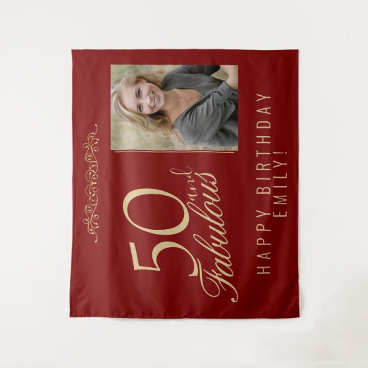 50 and Fabulous 50th Birthday Photo Backdrop Wandkleed (Voorkant)