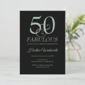 50 and Fabulous 50th Birthday Sage Black Kaart (Staand voorkant)