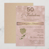 50 and Fabulous 50th Birthday Sparkle Roos Gold Kaart (Voorkant / Achterkant)