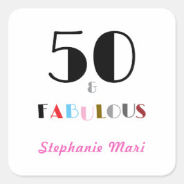 50 and Fabulous Art Deco 50th Birthday Party Vierkante Sticker