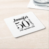 50 and Fabulous Birthday Black Script Typografie Kartonnen Onderzetters (Schuin)