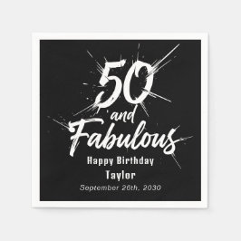 50 and Fabulous Birthday Bursting Modern Black Servet