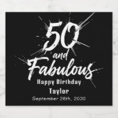 50 and Fabulous Birthday Bursting Modern Custom Sparkling Wijnetiket (Enkel label)