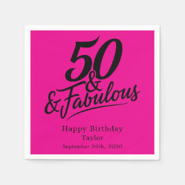 50 and Fabulous Birthday Chic Pink and Black Servet