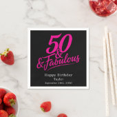 50 and Fabulous Birthday Chic Pink Script Servet (Insitu)