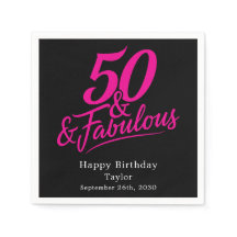 50 and Fabulous Birthday Chic Pink Script