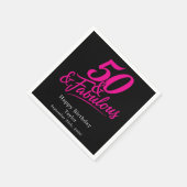 50 and Fabulous Birthday Chic Pink Script Servet (Hoek)