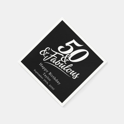50 and Fabulous Birthday Chic Script Custom Servet (Hoek)