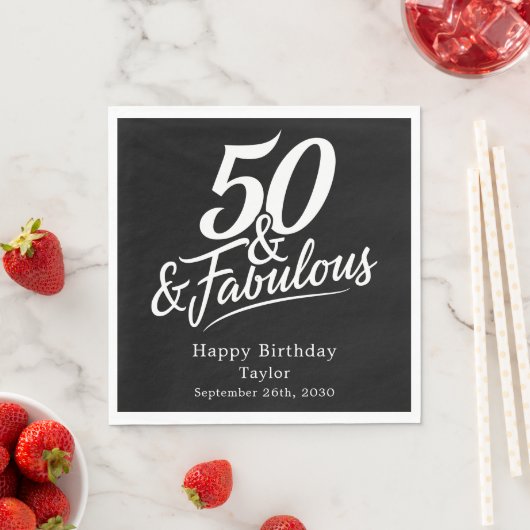 50 and Fabulous Birthday Chic Script Custom Servet (Insitu)